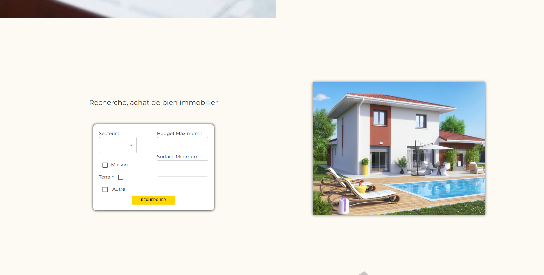 Système de recherche et image du site Chapron-Immo, parmi les création de WDS Agency