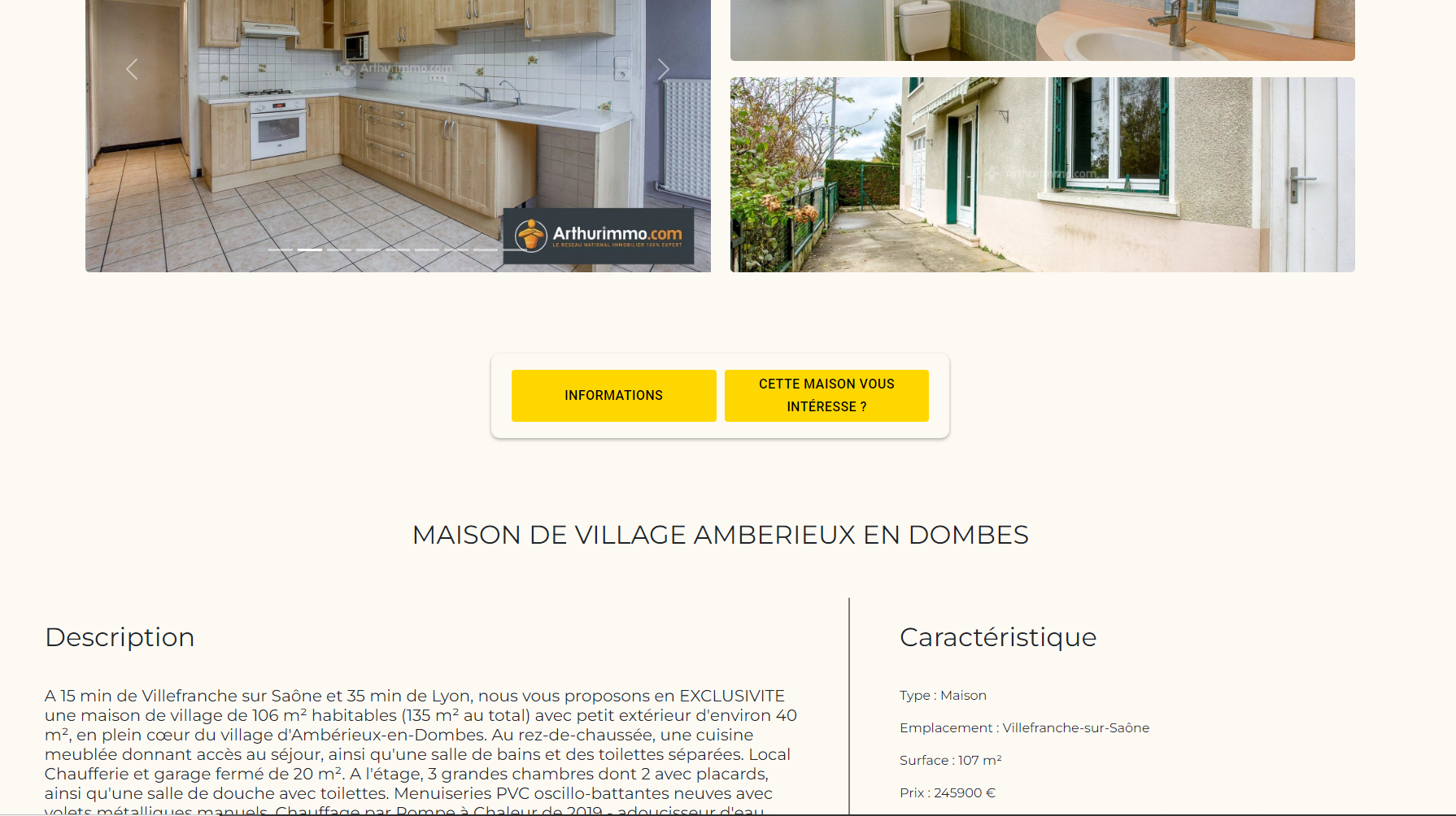 Page de propriété du site Chapron-Immo, parmi les création de WDS Agency