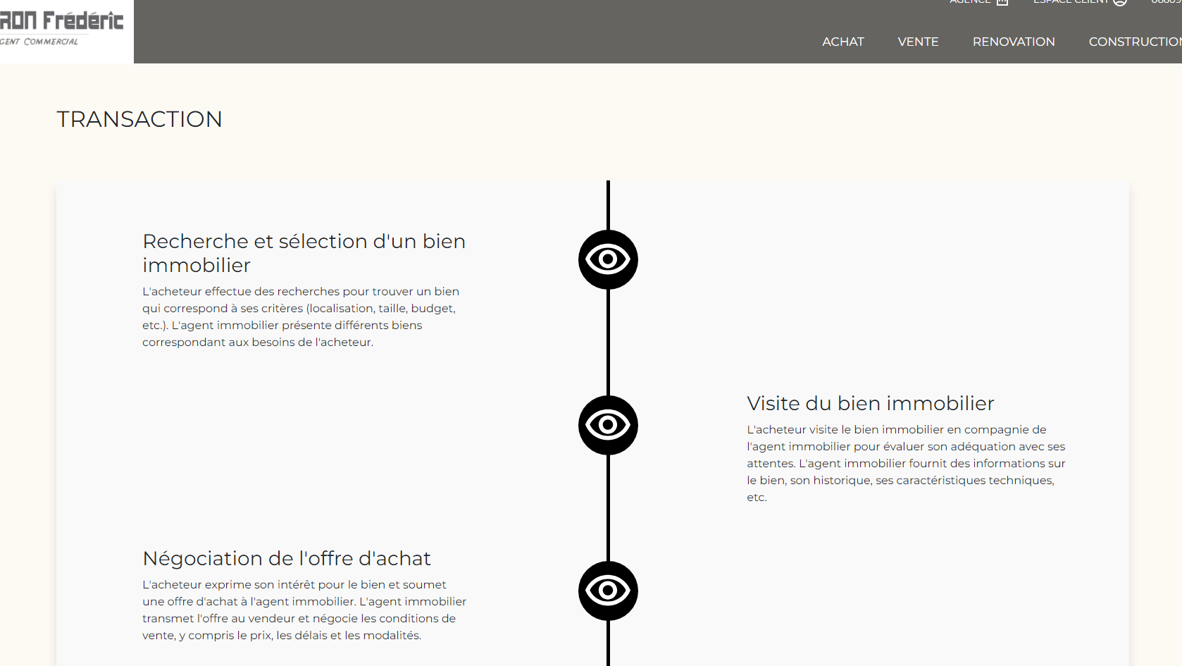 Page de Description des services du site Chapron-Immo, parmi les création de WDS Agency
