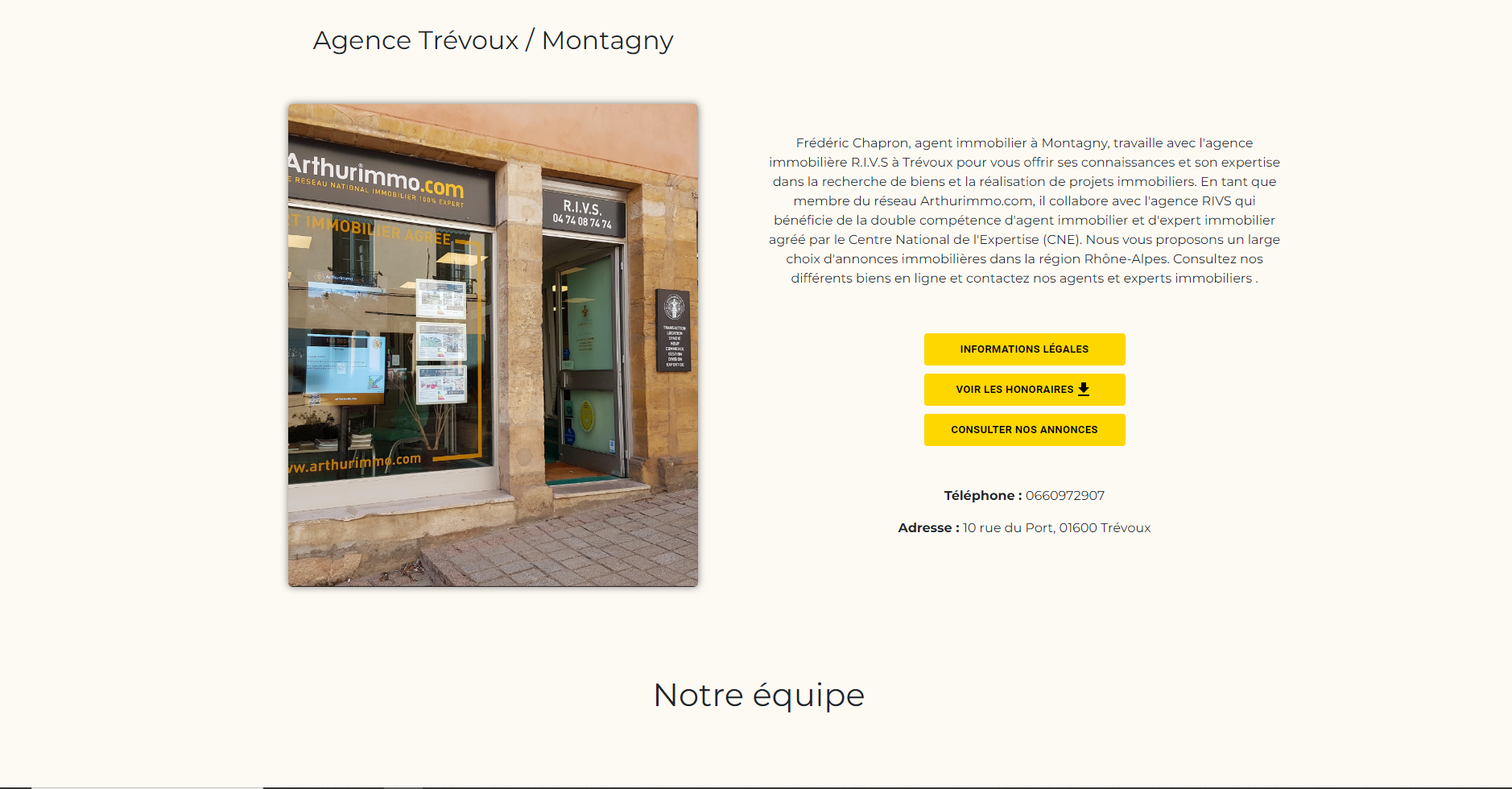 Page de l'agence du site Chapron-Immo, parmi les création de WDS Agency