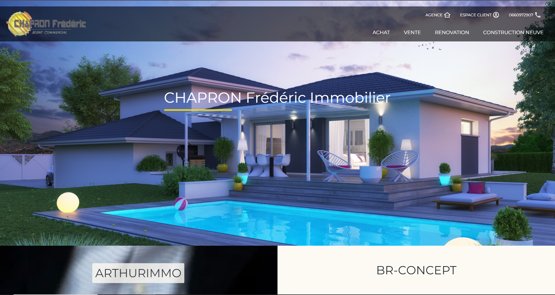 Page d'accueil du site Chapron-Immo, parmi les création de WDS Agency